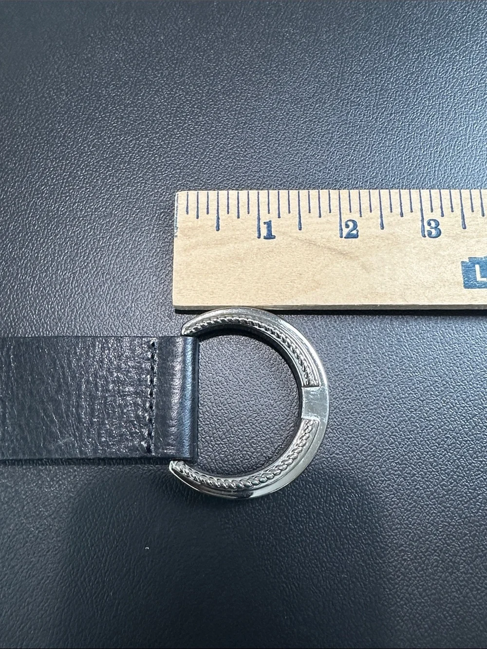 Chico’s Genuine Italian Black Leather Circle Buckle Waist Belt M/L Adjustable